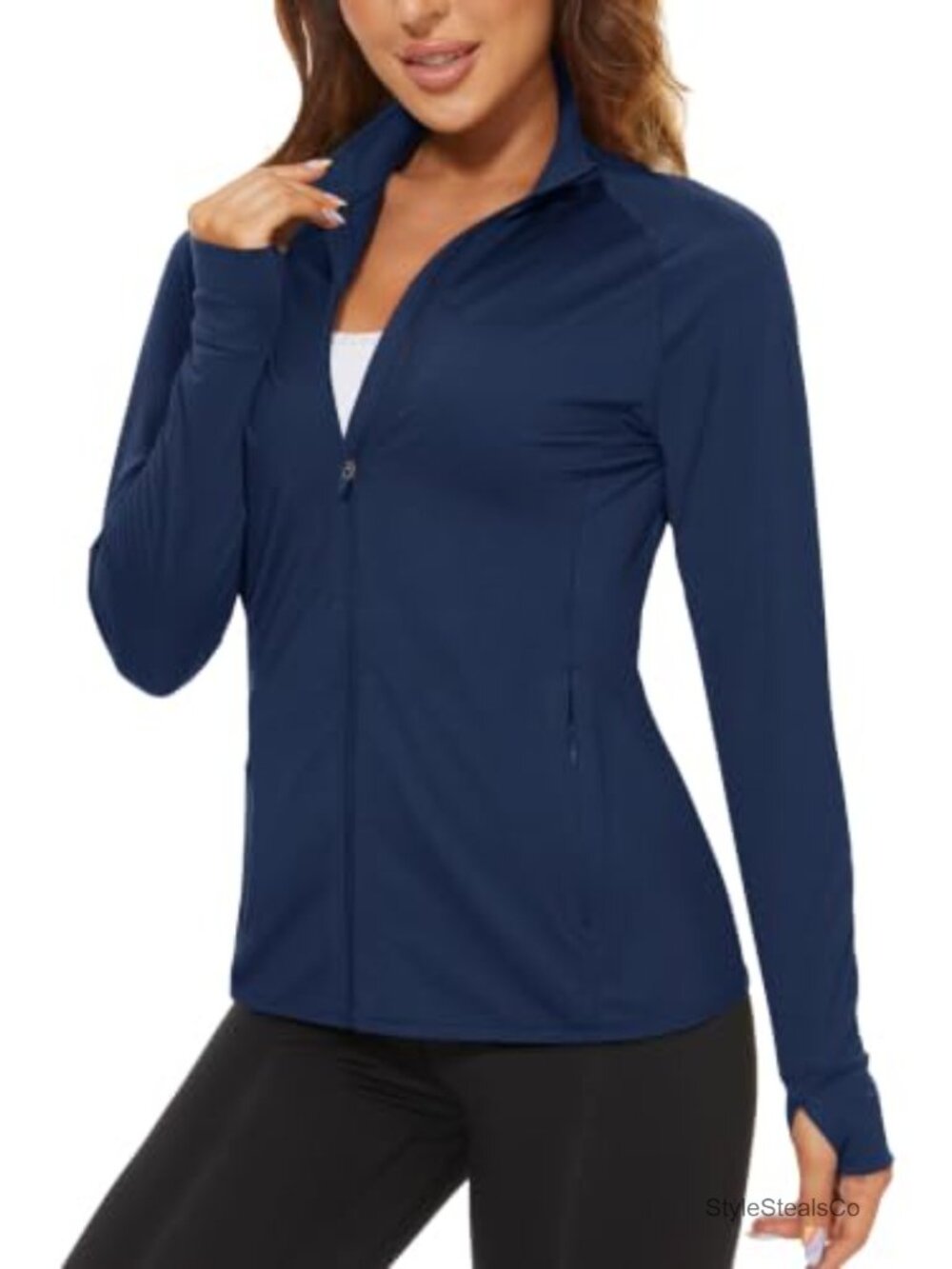 Lightweight UPF 50+ Athletic Jacket Long Sleeve Zip Quick Dry Running Hiking